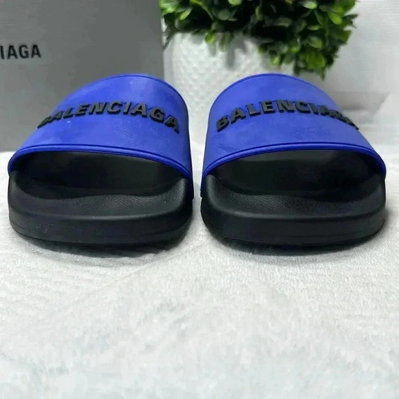 Balenciaga Slides SZ 8 Blue Slippers - Picture 2 of 9